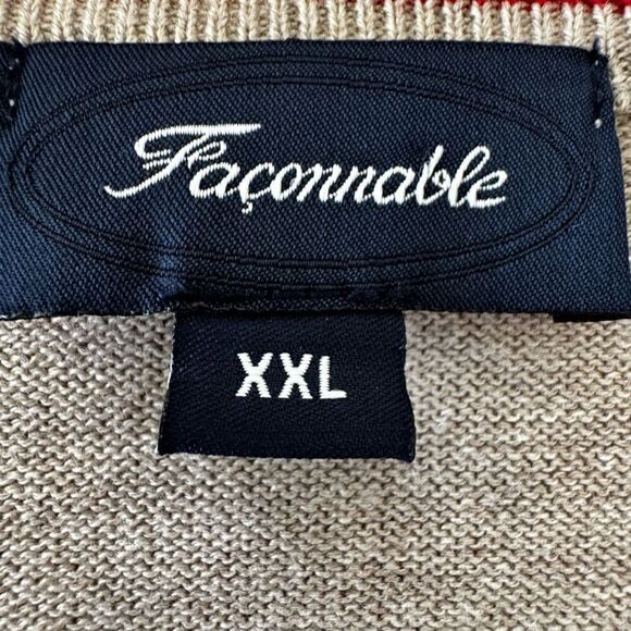 Facconable Tan Beige V-Neck Jumper Soft Minimalist Office SZ XXL #2385 - Picture 7 of 14